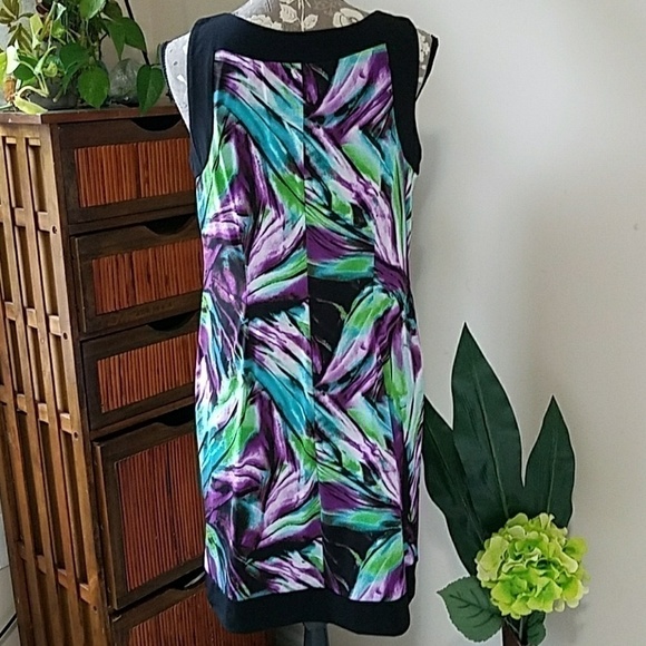 Abstract floral print dress Sz M - Picture 4 of 8